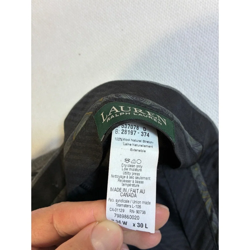 Vintage Lauren‎ Ralph Lauren Men's Dress Pants Grey Wool Natural Stretch 36x30